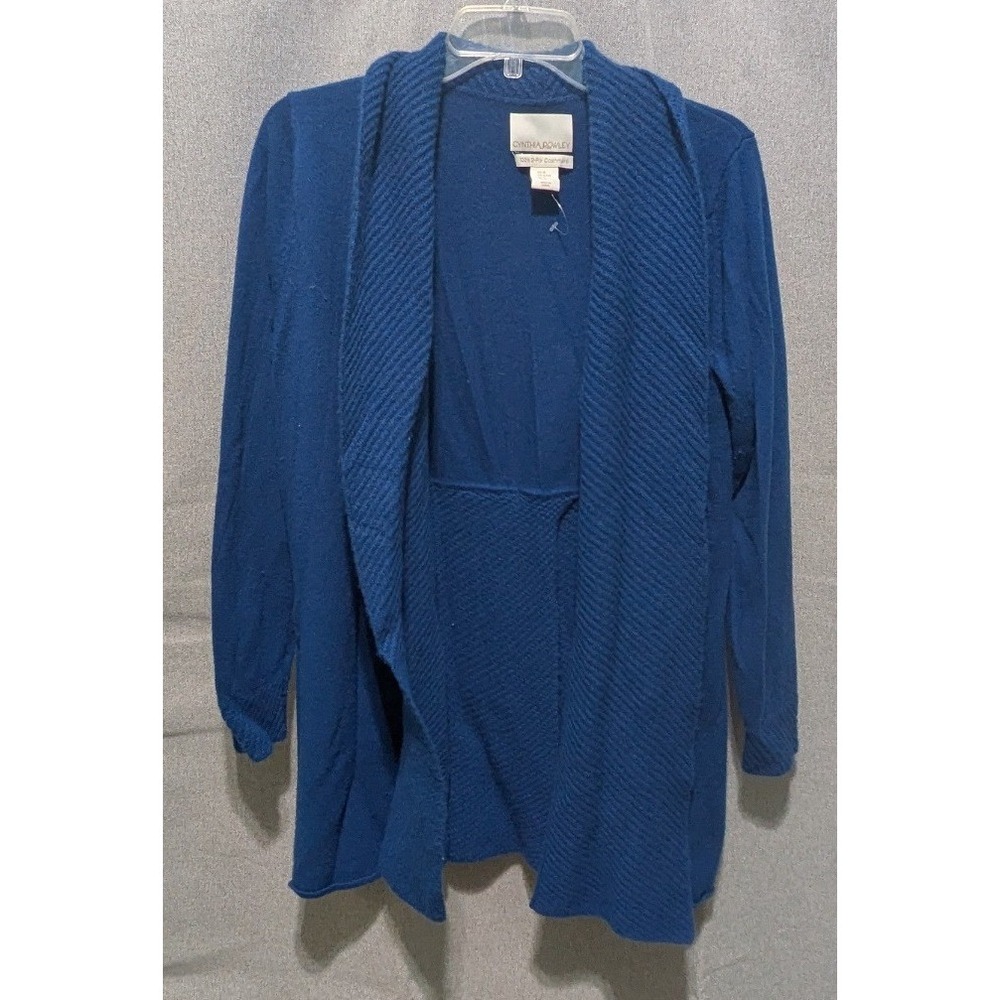 Cynthia Rowley Cardigan Womens XL Blue Excellent 100% Cashmere Shawl Open Front